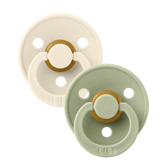 BIBS COLOUR Original Natural Latex Pacifier 2pk - Anatomical - Ivory/Sage-Mountain Baby