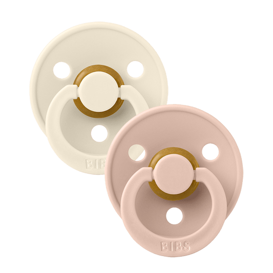 BIBS COLOUR Original Natural Latex Pacifier 2pk - Symmetrical - Ivory/Blush-Mountain Baby
