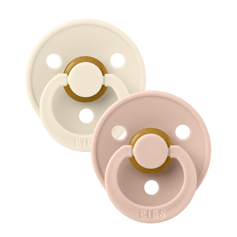 BIBS COLOUR Original Natural Latex Pacifier 2pk - Symmetrical - Ivory/Blush-Mountain Baby