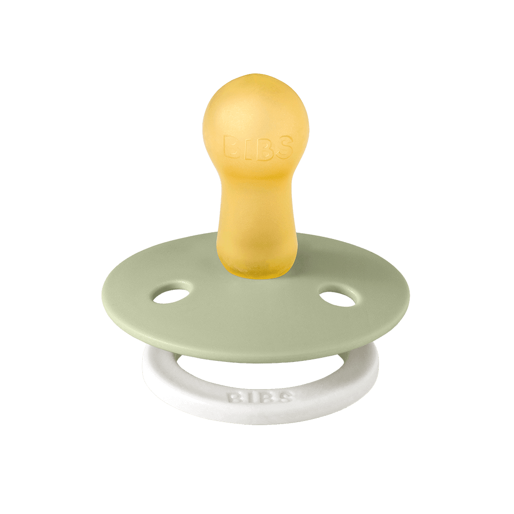 BIBS COLOUR Glow Original Natural Latex Pacifier 2pk - Round - Sage/Cloud-Mountain Baby