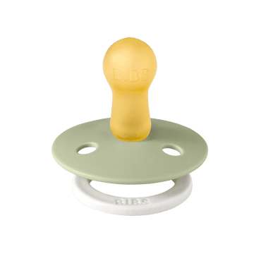 BIBS COLOUR Glow Original Natural Latex Pacifier 2pk - Round - Sage/Cloud-Mountain Baby