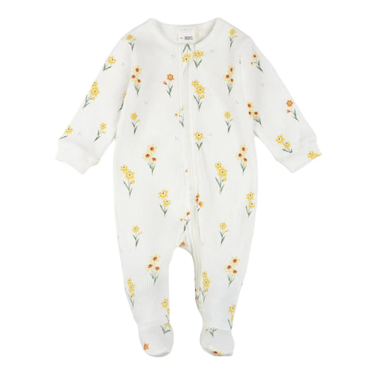 Petit Lem Ribbed Zip Sleeper - Daffodils-Mountain Baby