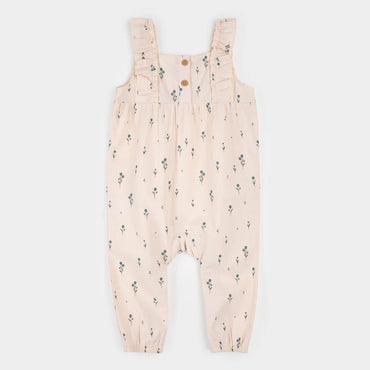 Petit Lem Linen Playsuit - Blue Tulips on Light Pink-Mountain Baby