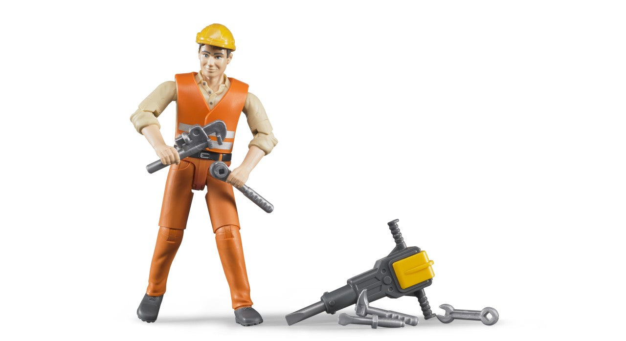Bruder Figure - Construction Worker with Accessories - Light Skin-Mountain Baby