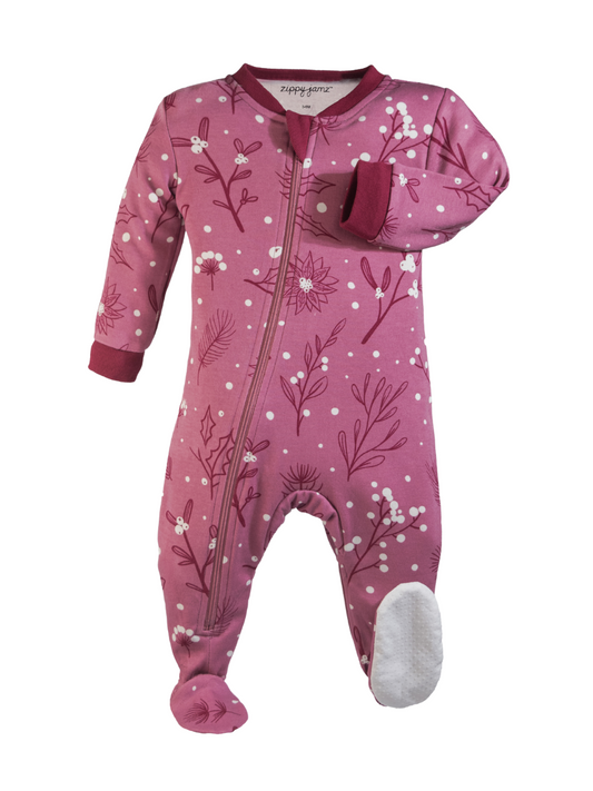 ZippyJamz Footed Coverall - Berry Bliss-Mountain Baby