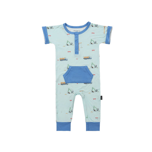 Belan.J S/S Pocket Romper - Construction-Mountain Baby