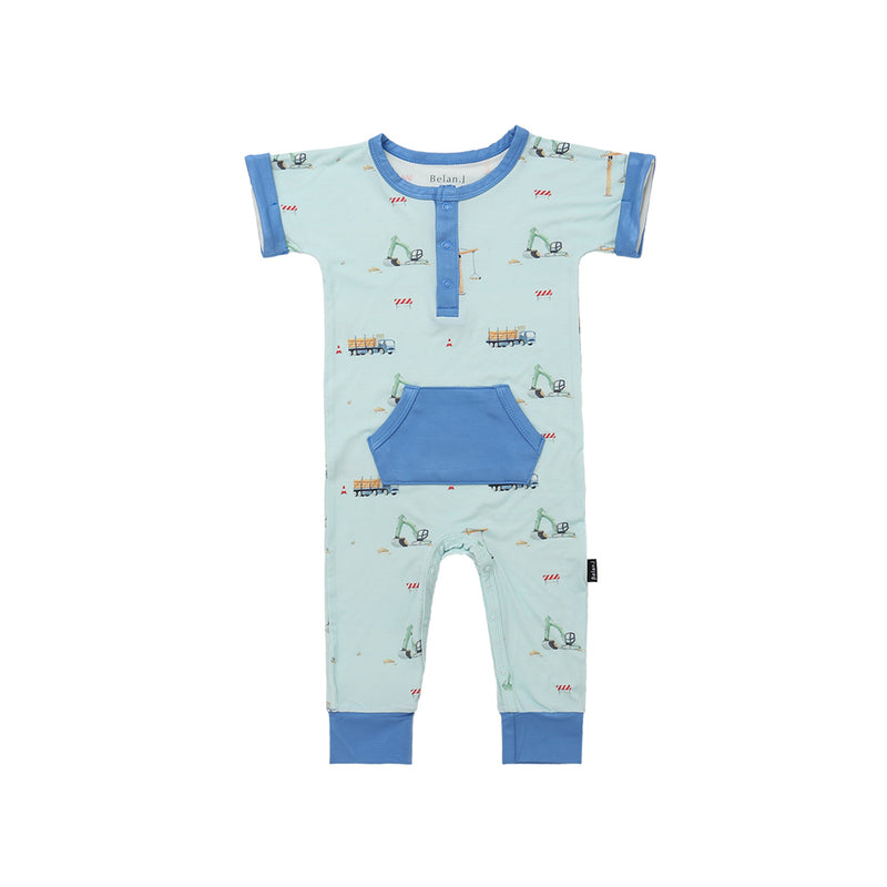 Belan.J S/S Pocket Romper - Construction-Mountain Baby