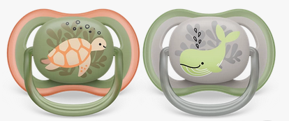 Philips Avent Ultra Air Pacifier - 6-18M - Turtle/Whale - 2pk-Mountain Baby