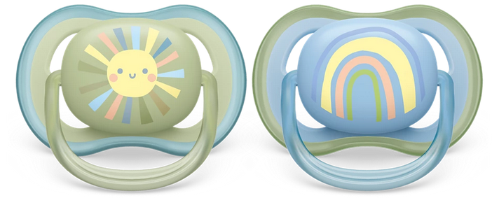 Philips Avent Ultra Air Pacifier - 0-6M - Sun/Moon - 2pk-Mountain Baby