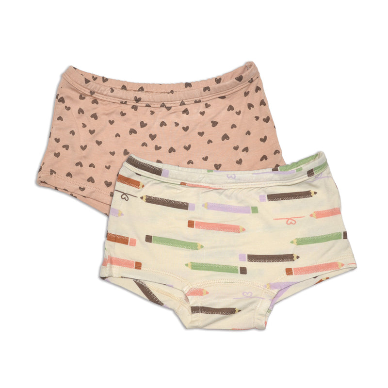 Silkberry Girls Boyshorts 2pk - Hearts-Mountain Baby