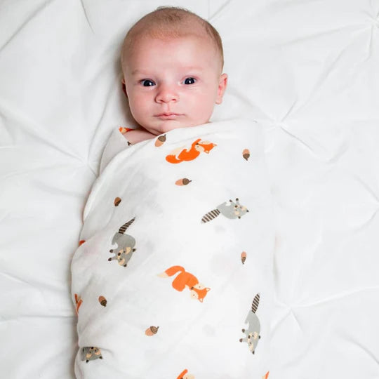 Lulujo Cotton Muslin Swaddling Blanket - Forest Friends-Mountain Baby
