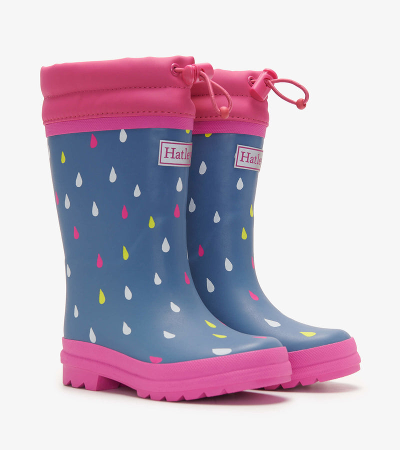 Hatley Sherpa Lined Rain Boots & Matching Socks - Tiny Raindrops-Mountain Baby