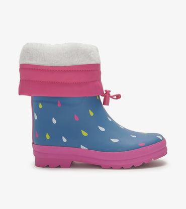 Hatley Sherpa Lined Rain Boots & Matching Socks - Tiny Raindrops-Mountain Baby