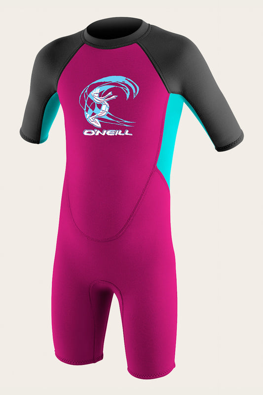 O'Neill Toddler Reactor-2 2mm S/S Spring Wetsuit - Berry/Aqua-Mountain Baby