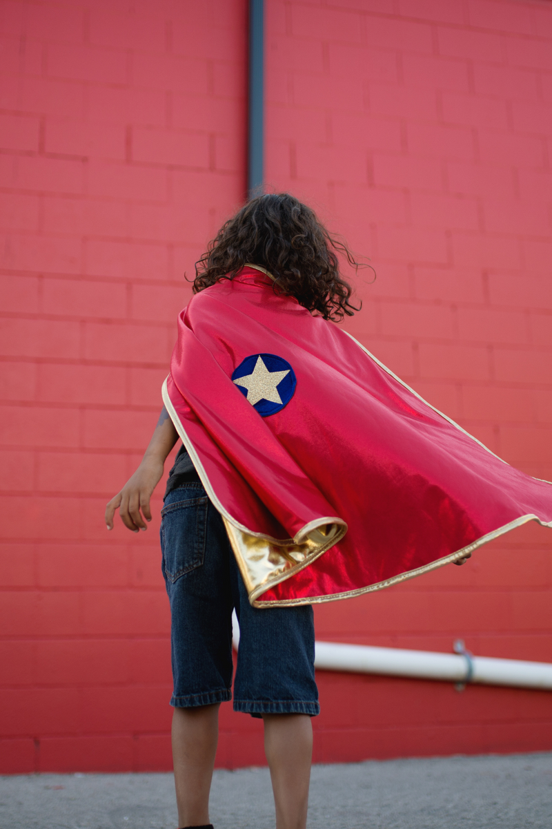 Great Pretenders Costumes - Reversible Wonder Gold & Red Cape & Mask-Mountain Baby