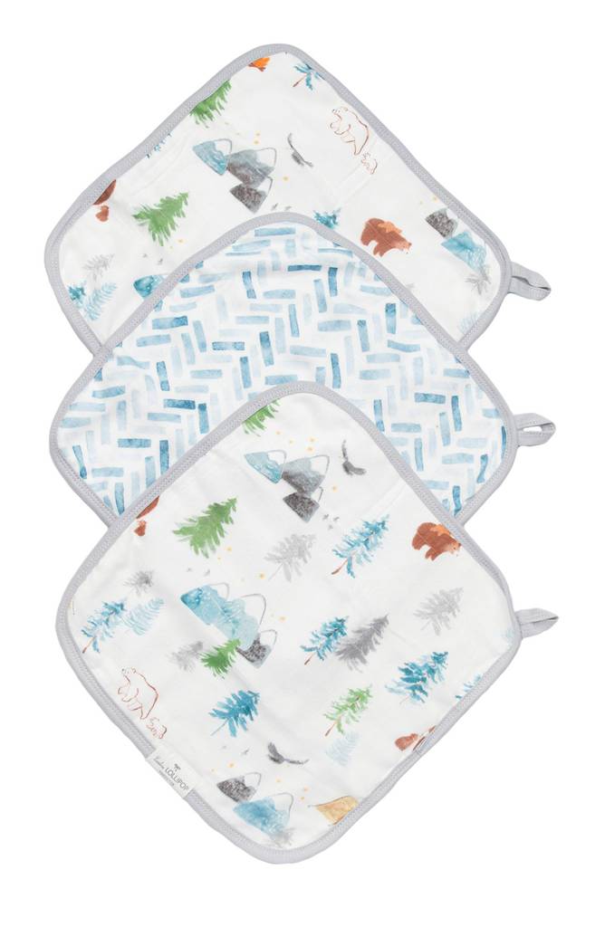 LouLou Lollipop Washcloths 3pk - Adventure Begins-Mountain Baby