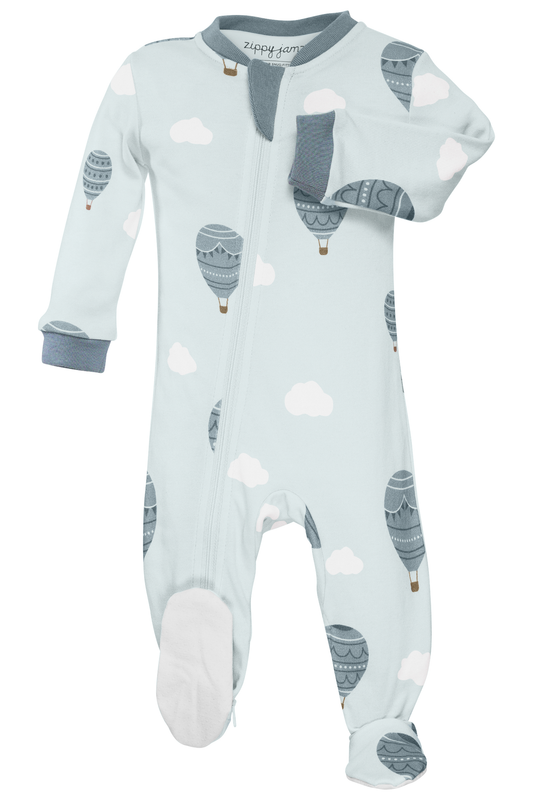 ZippyJamz Footed Coverall - Sky High Love Blue-Mountain Baby