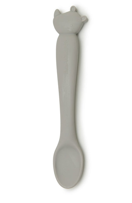 LouLou Lollipop Silicone Feeding Spoon - Silver Grey Rhino-Mountain Baby