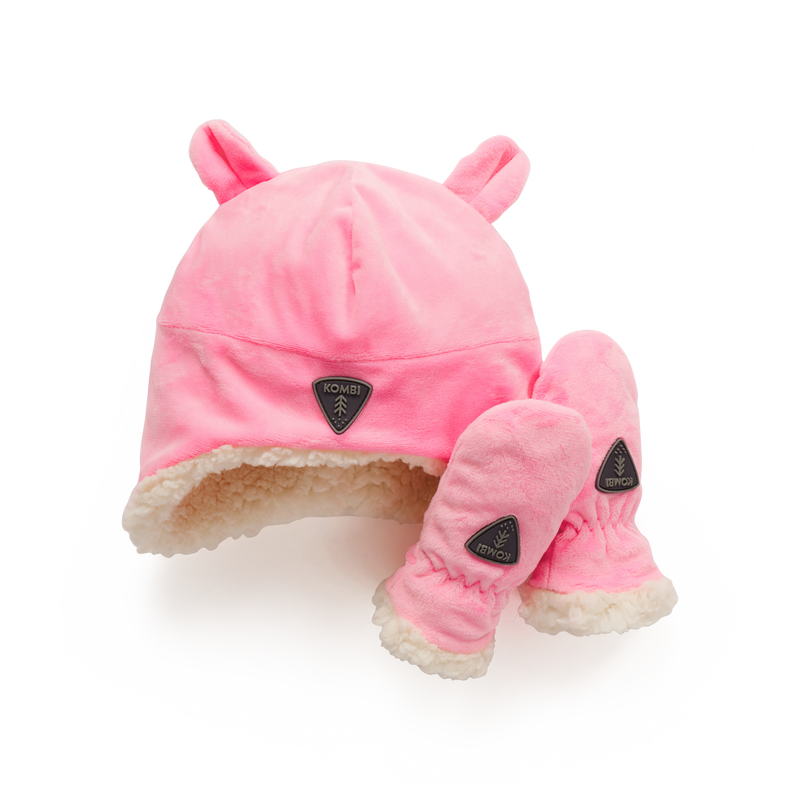 Kombi Hat & Mitt Set Sherpa - Infant - Cotton Candy-Mountain Baby