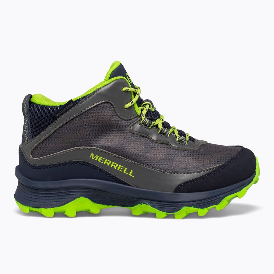 Merrell Moab Mid Waterproof Hiking Shoe - Navy/Grey/Lime-Mountain Baby