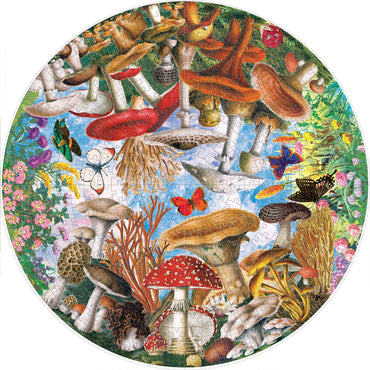 Eeboo Puzzle - 500pc Round Mushrooms And Butterflies-Mountain Baby