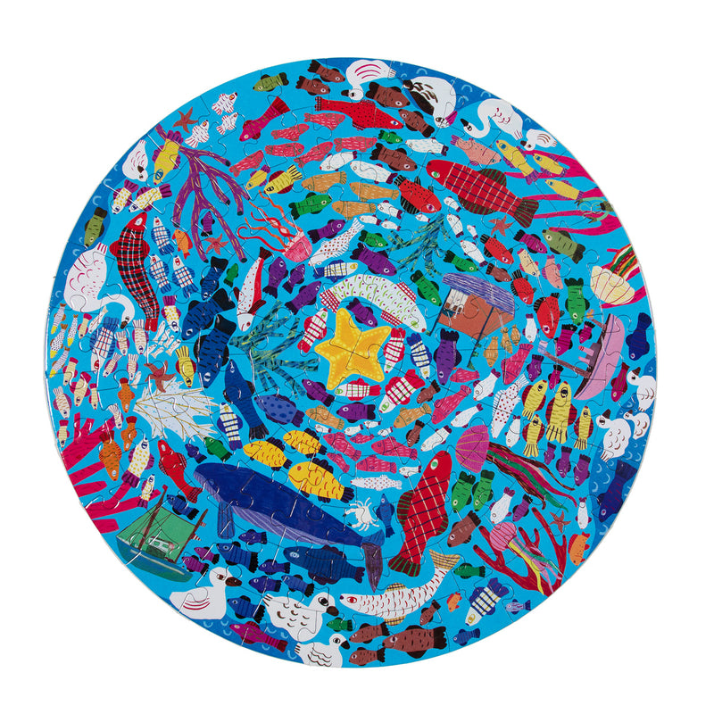 Eeboo Puzzle - 100pc Round Under The Sea-Mountain Baby