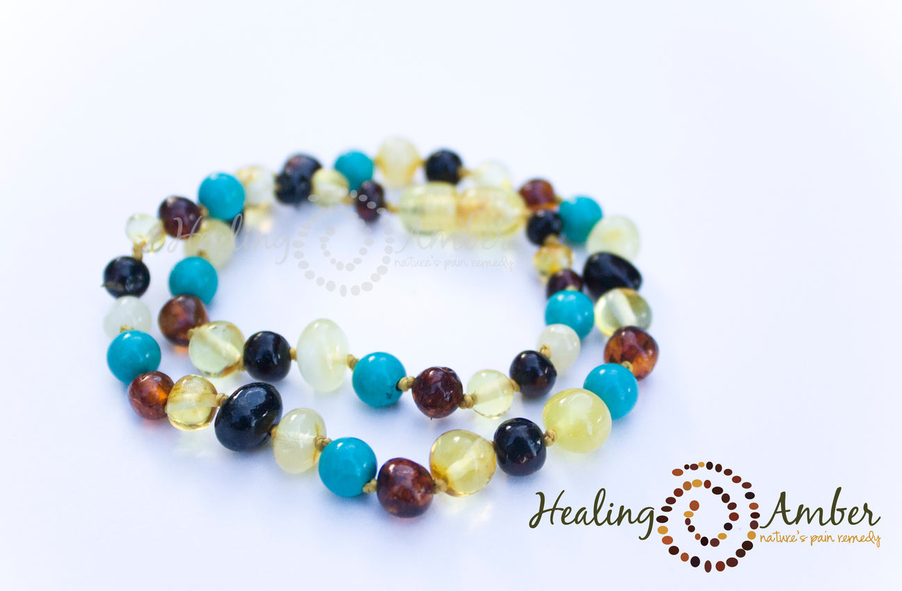 Healing Amber & Gem Necklace - 11"-Mountain Baby
