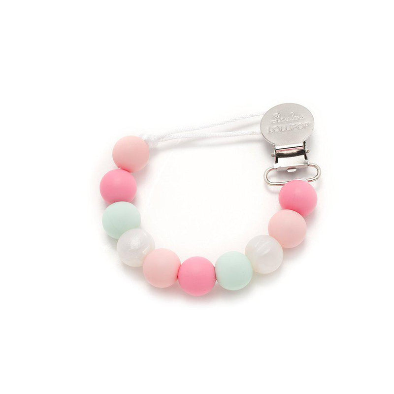 LouLou Lollipop Silicone Teether & Pacifier Clip - Lolli - Pink Mint-Mountain Baby