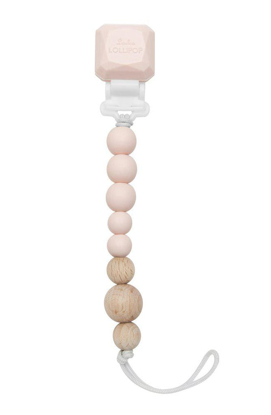 LouLou Lollipop Silicone & Wood Teether & Pacifier Clip - Colour Pop - Pink Quartz-Mountain Baby