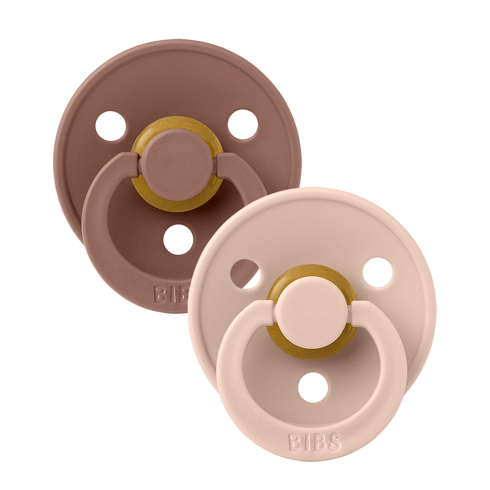 BIBS COLOUR Original Natural Latex Pacifier 2pk - Anatomical - Blush/Woodchuck-Mountain Baby