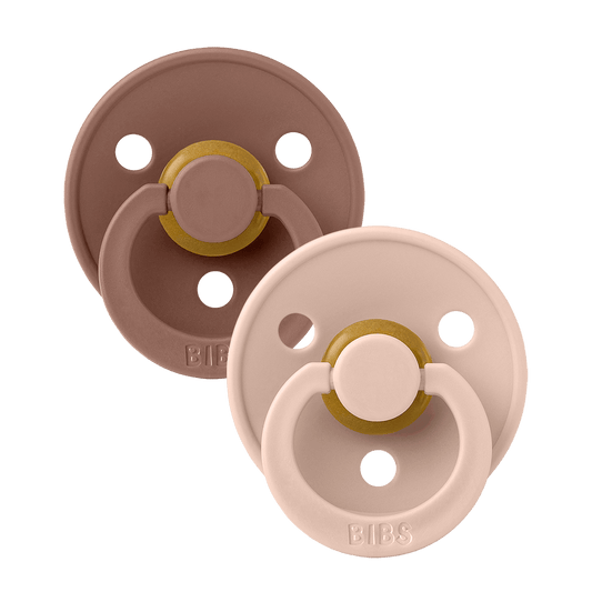 BIBS COLOUR Original Natural Latex Pacifier 2pk - Anatomical - Blush/Woodchuck-Mountain Baby
