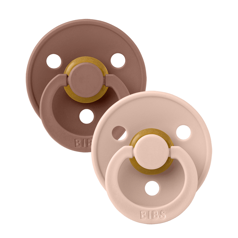 BIBS COLOUR Original Natural Latex Pacifier 2pk - Anatomical - Blush/Woodchuck-Mountain Baby