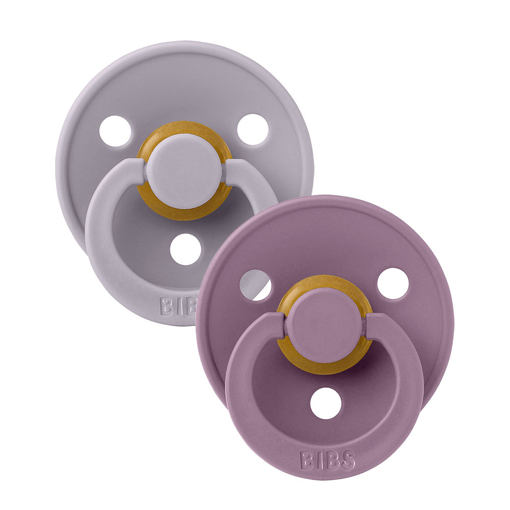 BIBS COLOUR Original Natural Latex Pacifier 2pk - Anatomical - Grey/Mauve-Mountain Baby