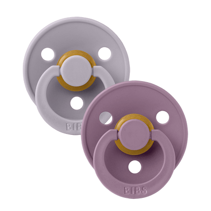 BIBS COLOUR Original Natural Latex Pacifier 2pk - Anatomical - Grey/Mauve-Mountain Baby