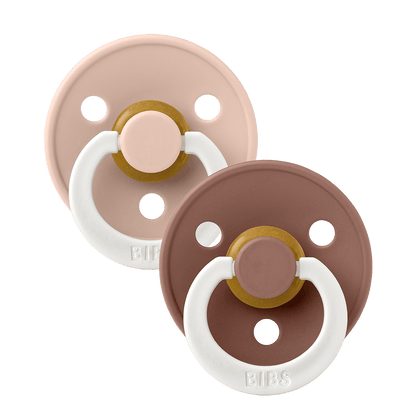 BIBS COLOUR Glow Original Natural Latex Pacifier 2pk - Round - Blush/Woodchuck-Mountain Baby