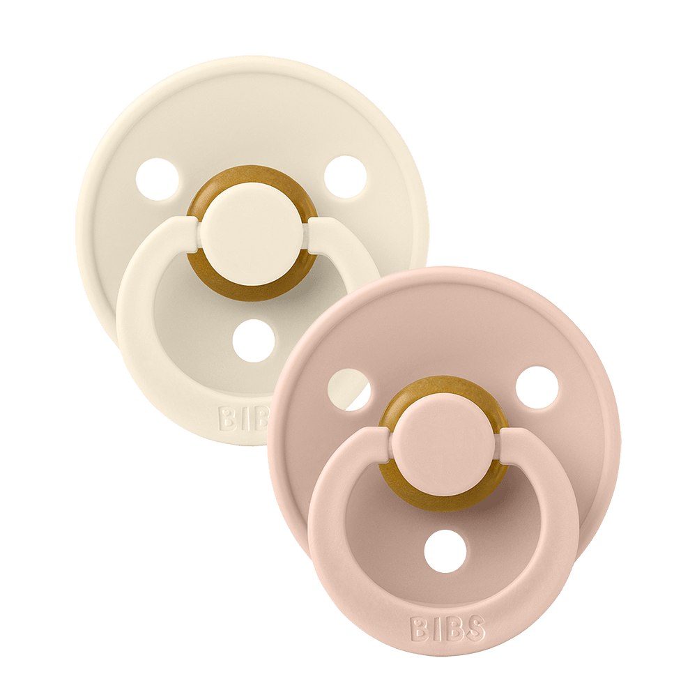 BIBS COLOUR Original Natural Latex Pacifier 2pk - Symmetrical - Ivory/Blush-Mountain Baby