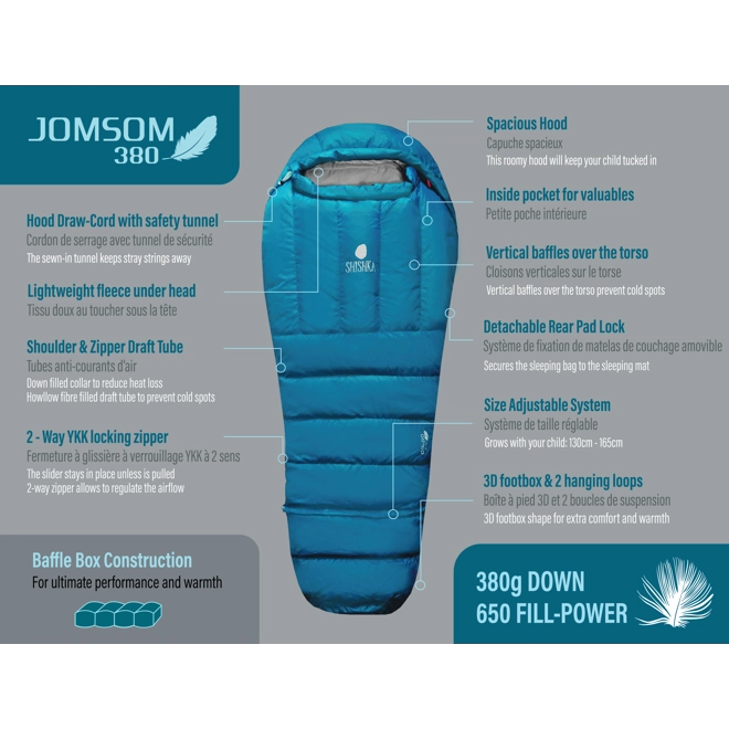 Shishka Sleeping Bag - Jomsom 380 Dark Green/Ocean Blue-Mountain Baby