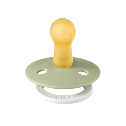 BIBS COLOUR Glow Original Natural Latex Pacifier 2pk - Round - Sage/Cloud-Mountain Baby