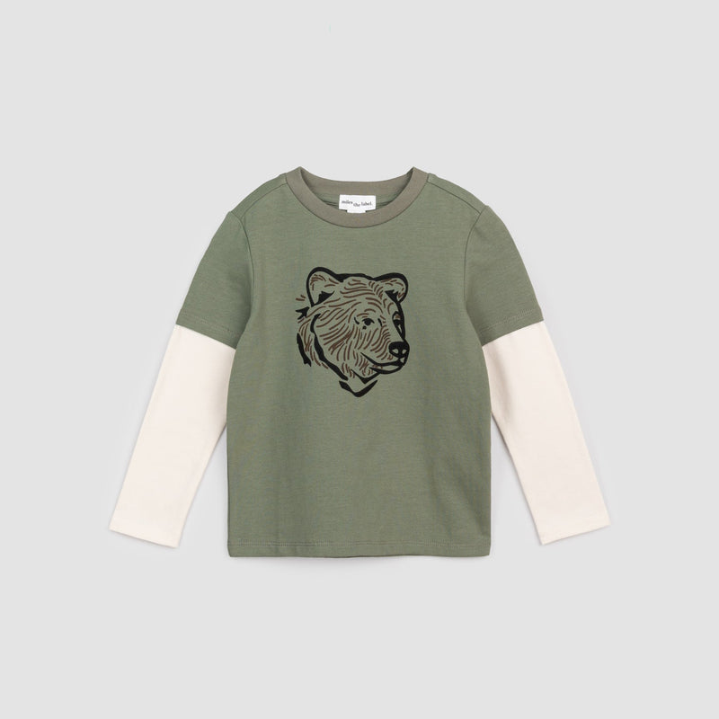 Miles Kids L/S Shirt - Grizzly-Mountain Baby