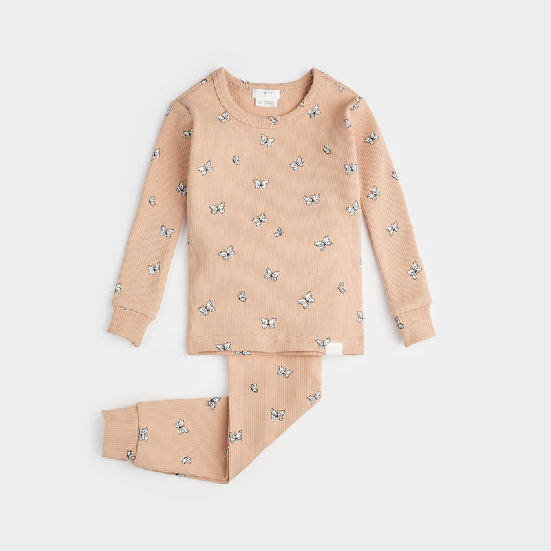 Petit Lem Pajama Set - Butterfly Ribbed-Mountain Baby