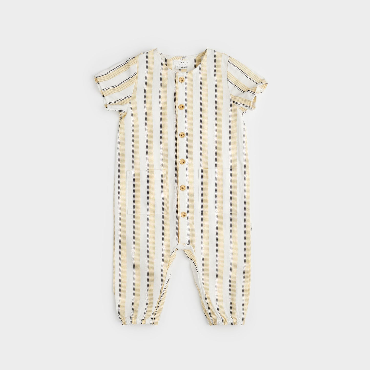 Petit Lem Linen Playsuit - Canary Striped-Mountain Baby