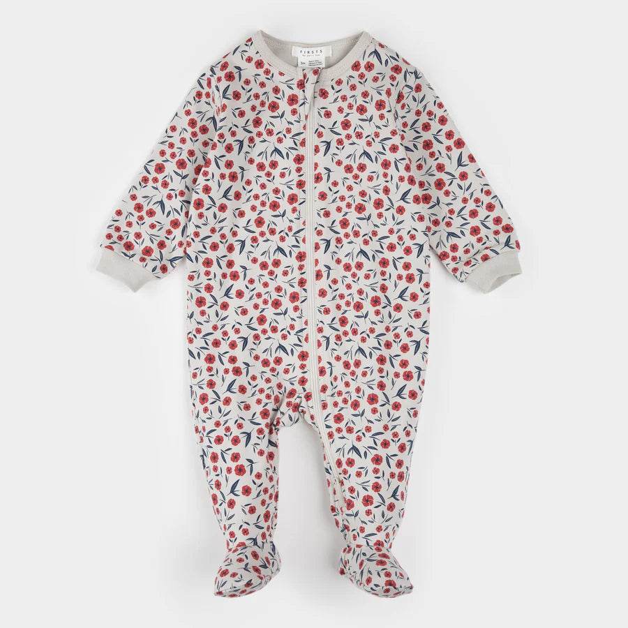 Petit Lem Footed Sleeper -Poppy Floral-Mountain Baby