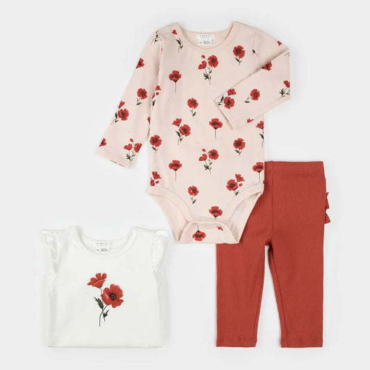 Petit Lem 3 Pc Set - Poppy Print-Mountain Baby