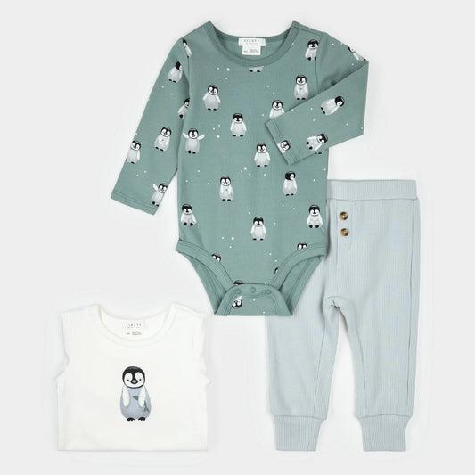 Petit Lem 3 Pc Set -Penguin Print-Mountain Baby