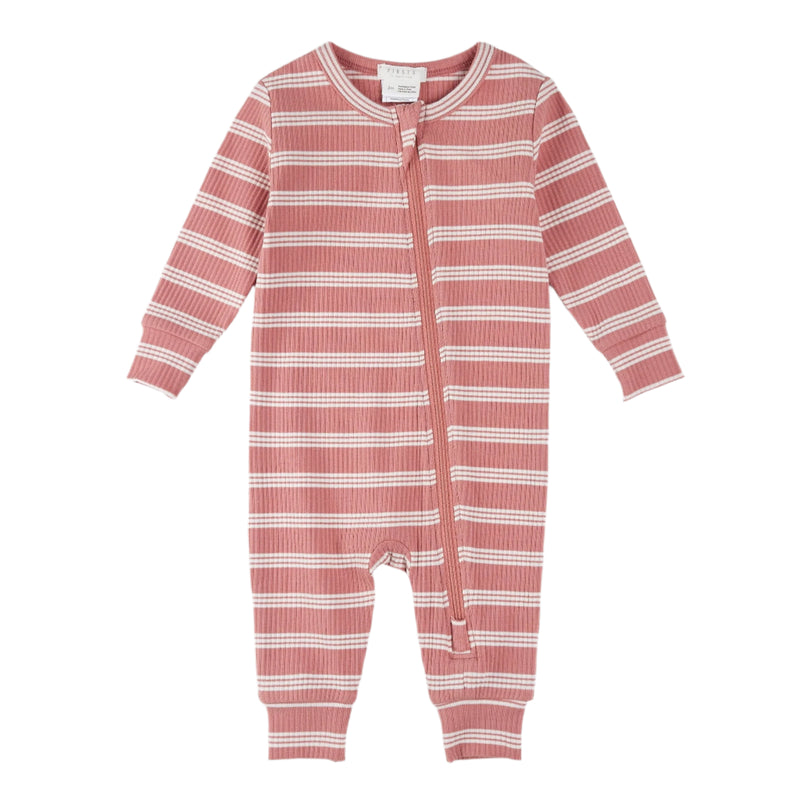 Petit Lem Ribbed Zip Sleeper - Bubblegum Stripes-Mountain Baby