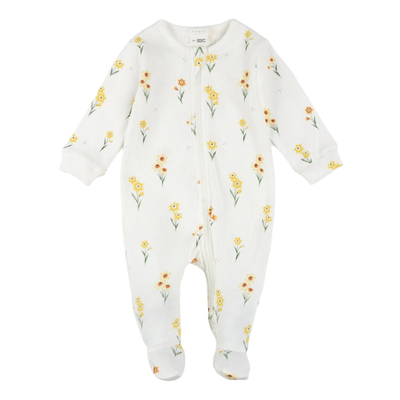 Petit Lem Ribbed Zip Sleeper - Daffodils-Mountain Baby