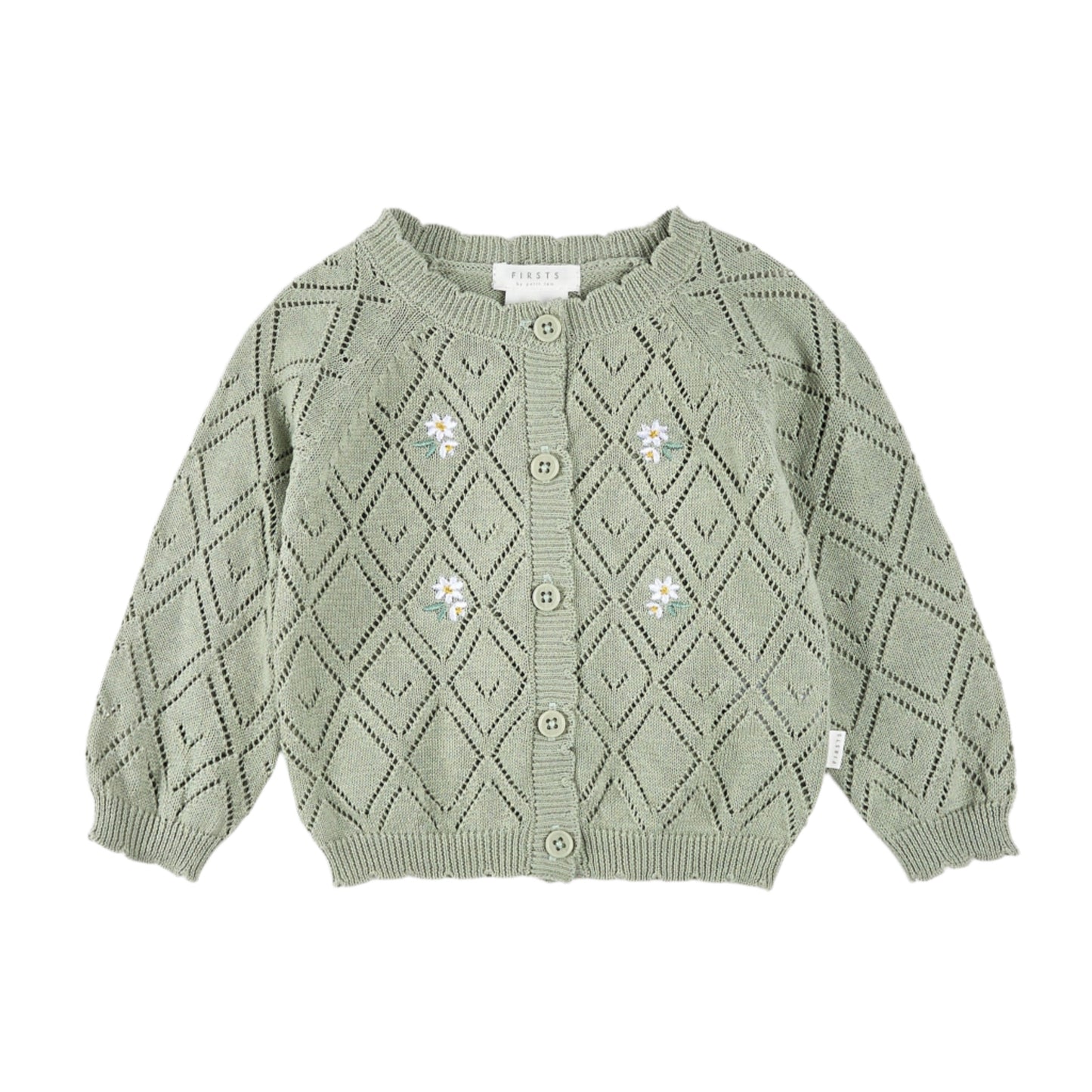 Petit Lem Pointelle Knit Cardigan - Sage-Mountain Baby