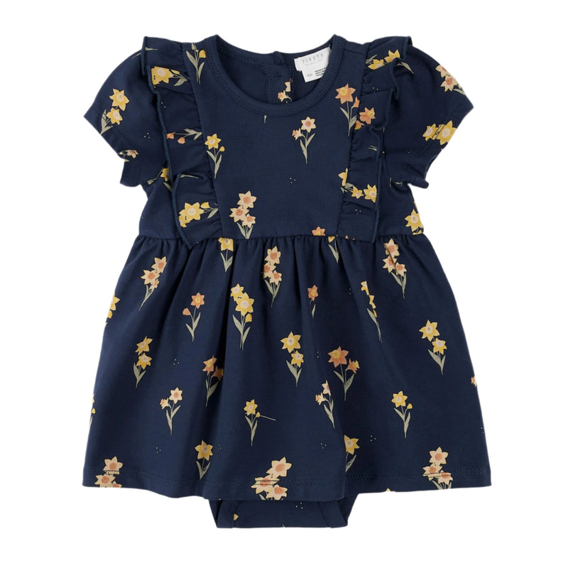 Petit Lem Bodysuit Dress - Navy Daffodils-Mountain Baby