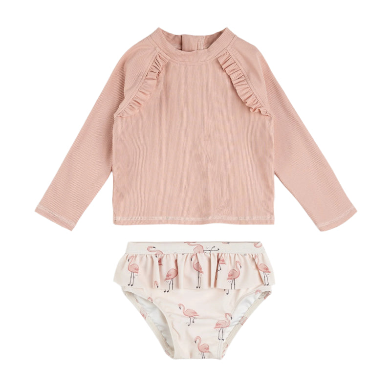 Petit Lem L/S Rashguard 2pc Set - Rose Quartz & Flamingo-Mountain Baby