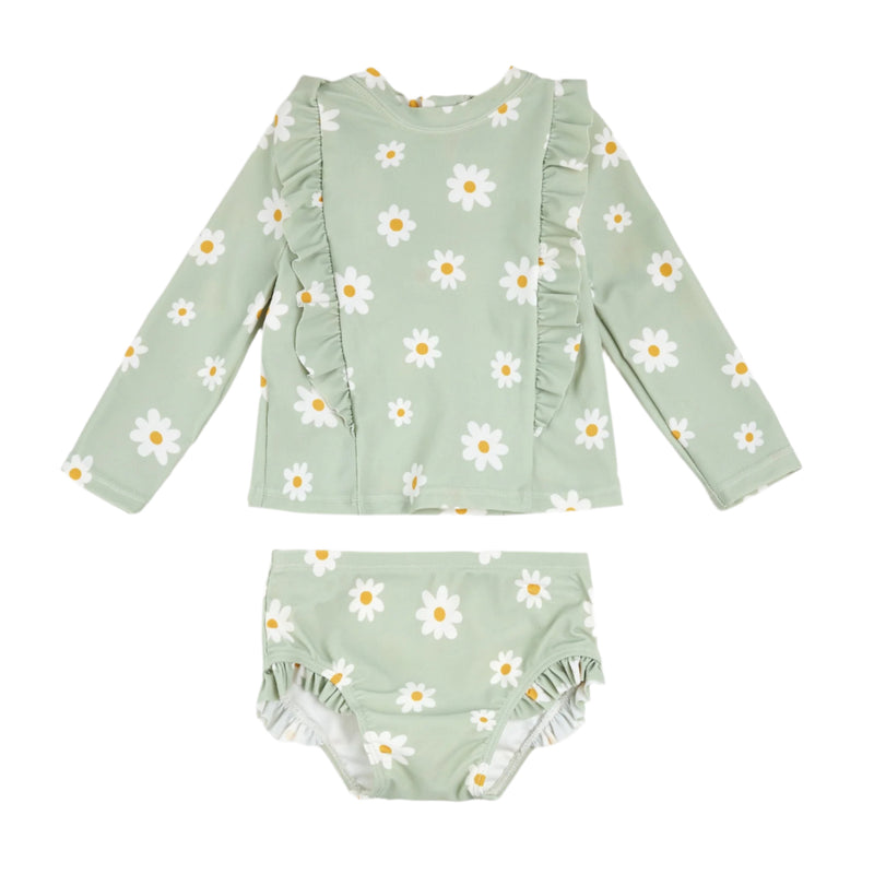 Petit Lem L/S Rashguard 2pc Set - Daisy Sage-Mountain Baby